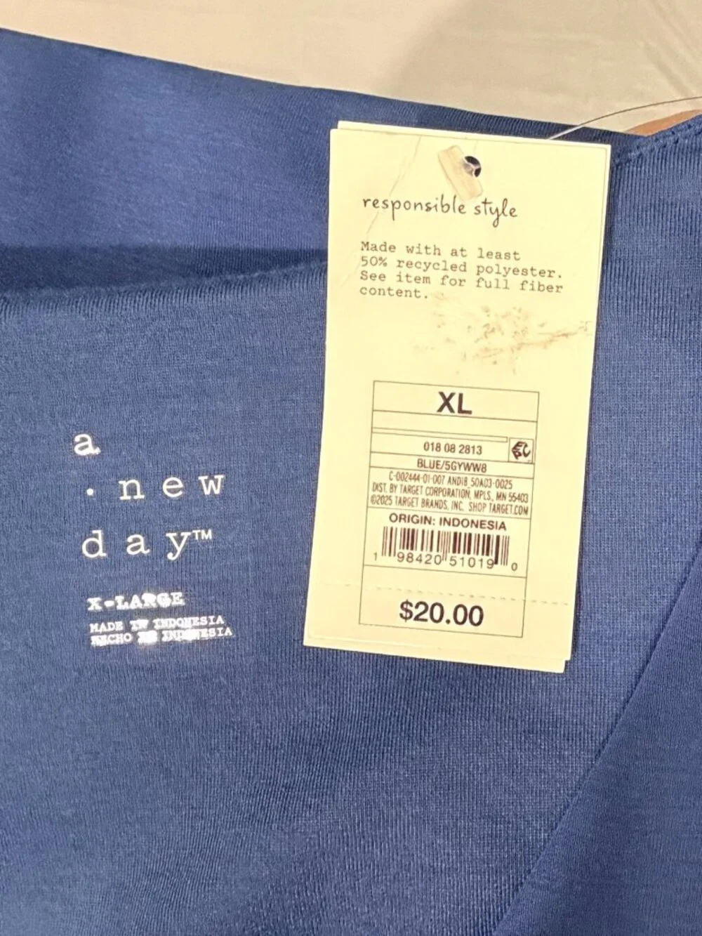 A New Day Women's Sandwash Blue Sleeveless Vest - Size XL - NWT - Picture 2 of 6